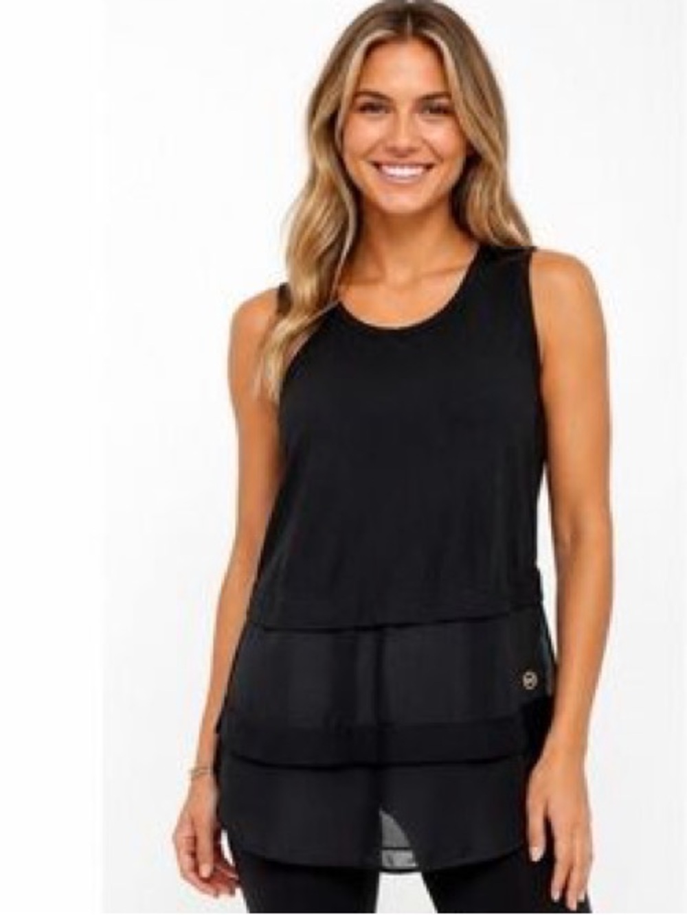 Michael Kors Sleeveless Layered Top Women’s Large Black Tiered Tank Top